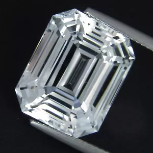 19,71 kt hochatemberaubender natürlicher weißer Topas 16 x 12,8 mm Smaragd fehlender Schliff - Bild 1 von 6