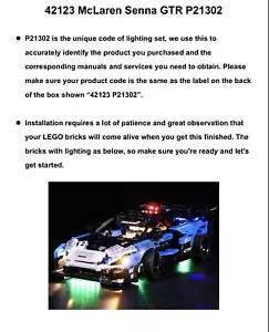 Vonado LED Lighting Set For Lego Car Mclaren Senna GTR 42123 NO LEGO JUST LIGHTS - Picture 1 of 20