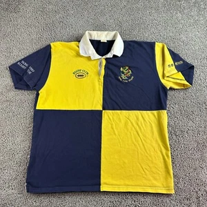 VINTAGE Hong Kong Rugby Club Shirt Mens XXXL 3XL Blue Yellow Colorblock Dragon* - Picture 1 of 17