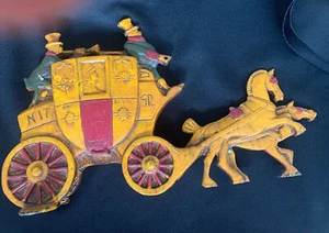 Vintage Cast Iron Doorstop Stagecoach Horse and Carriage 12x6.5x3. Switzerland - Picture 1 of 8