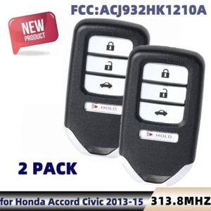 2 for Honda 2013 - 2015 Civic Accord Smart Key Fob Keyless Remote ACJ932HK1210A - Picture 1 of 4