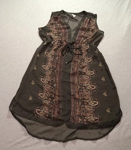 Merona Dress Women's Large Boho Beach Peasant Hippie Festival Gypsy Indie Brown - Picture 1 of 12