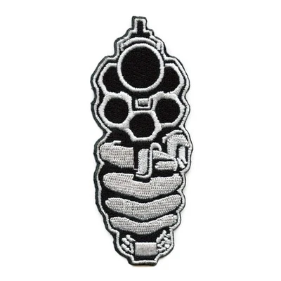 Gun In Hand Patch Single Revolver Embroidered Iron On - Image 1 of 2