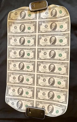 New 1995 $10 Uncut Sheet of 16 US ($10) Ten Dollar Star - Atlanta Georgia - Image 1 of 4