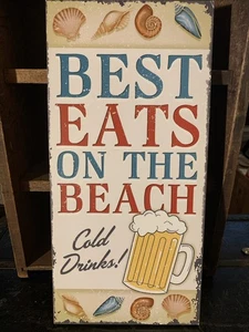 Young's Inc Wooden Sign/Wall Art “Best Eats On The Beach” 19”H C 9” W - Picture 1 of 7