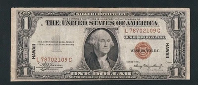 BEAUTIFUL RARE L-C BLOCK 1935A $1 HAWAII NOTE!! NO TEARS OR PINHOLES  - Image 1 of 2