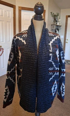 Cárdigan Forever 21 Western Aztec Longline frente abierto grueso tejido para mujer talla L Foto 1 de 4