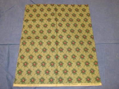 1 Yd Judie Rothermel Cambridge Collection by Marcus Fabrics - Green/Red FLOWERS - Image 1 of 2