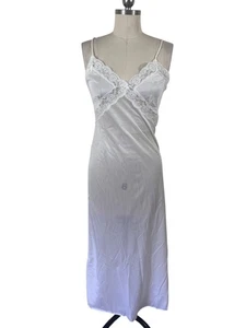Y2K Maxi Slip Dress Womens S-M White Crochet Lace Coquette Cottage Fairy Boho - Picture 1 of 7