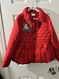 Disney Snow White Red Puffer Jacket Girls Size 7/8 Apples - Picture 1 of 5