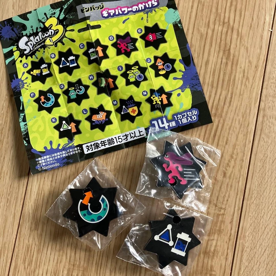 Splatoon Gear Power Fragment Pin Badge Set 3 Nintendo Store - Image 1 of 1