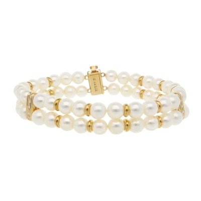 TASAKI Bracelet K18 yellow gold Pearl diamond 0.09ct used - Image 1 of 4