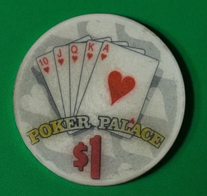 POKER PALACE CASINO NORTH LAS VEGAS $1 CASINO CHIP ROYAL FLUSH HEARTS LIMITED ED - Picture 1 of 4