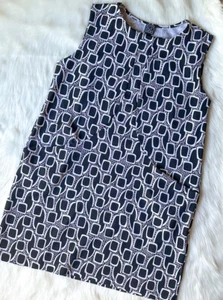 Ciara Sun Woo Dress Shift Mod 60s Midi Pockets Stretch Black Geometric Large - Picture 1 of 4