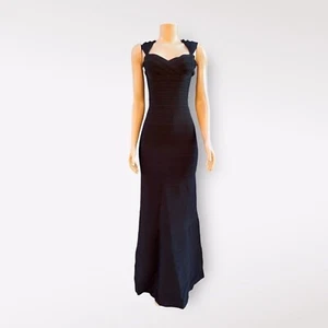 Herve Leger Womens Leila Bandage Maxi Dress Size XS Black Elegant Cocktail NWT - Picture 1 of 13