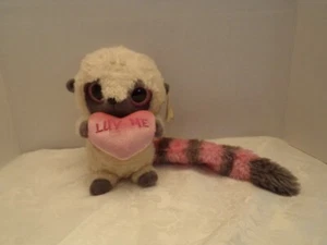 AURORA  WORLD YOO HOO IVORY PINK GRAY RING TAIL RACOON  BIG  EYES ANIMAL LARGE - Picture 1 of 5