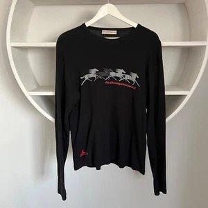 Vintage CHANTAL THOMASS Logo Horses Black Log Sleeve Size L - Picture 1 of 9