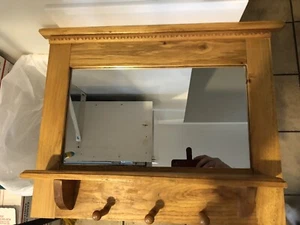 VINTAGE MIRROR WITH WOODEN FRAME AND PEGS - Picture 1 of 5