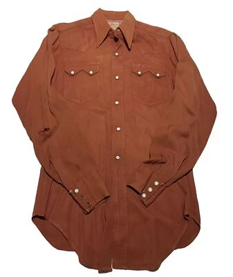 Vtg Levis Short Horn Western Pearl Snap Gabardine Shirt 20x28 AC8 - Image 1 of 4