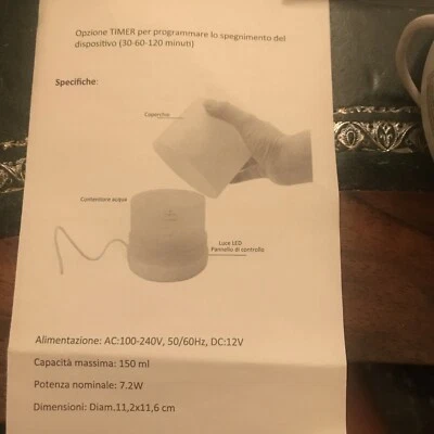 Diffusore Aromaterapia ad Ultrasuoni 150 ml - Bianco con Cromoterapia - Immagine 1 di 4