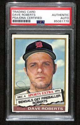 Dave Roberts Signed 1976 Topps Card #649T Detroit Tigers PSA/DNA 184594 - Image 1 of 2