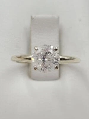 Кольцо из белого золота 14 карат с одним бриллиантом размер 5 (AP2025271) - Изображение 1 из 4