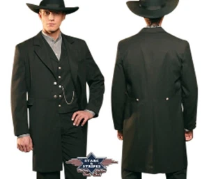 Gehfalda de estilo antiguo occidental Stars & Stripes, abrigo de pistolero, chaqueta Lang - Imagen 1 de 1