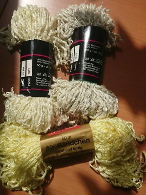 Häkel-/Strickgarn Viskose-Bändchen 60%-88% Viskose, 2x 50g + 1x 20g Gelbtöne - Bild 1 von 4