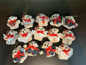 Vintage Lot 14 stuffed teddy bear Traditional Christmas tree ornaments handmade - Picture 1 of 5