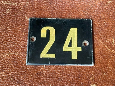 Number 24 Vintage GLASS DOOR Numbers Made in Europe House Number Room Hotel Cover