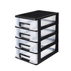 4 Tiers Drawer Storage Organiser Plastic Office Home Desktop Box Cabinet Black