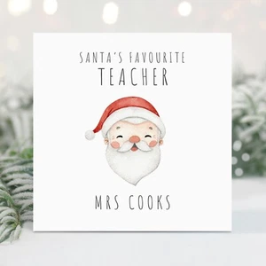 Personalised Teacher Christmas Card Teaching Assistant Xmas Gift Santa Clause - Picture 1 of 3