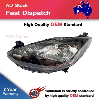 Left Passenger HeadLight Black For Mazda 2 DE Neo Maxx Genki Sport 2007-2014 LHS - image 1 of 3