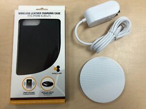 QI Wireless Leather Charging Case + Verizon Qi Charger for iPhone 6+ / 6S+ / 7+ 