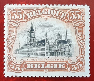 BELGIUM 1915 35c MH Daily Hall Tower Mi 121A Scott 116 VF 6017 - Image 1 of 2