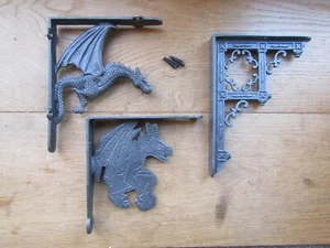 Soportes de estante de hierro fundido andamio victoriano rústico de colección retro en mal estado antiguo - Imagen 1 de 4