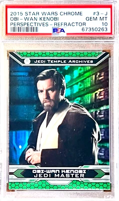 2015 Topps Chrome Star Wars Obi-Wan #3-J (RFRCTR) PSA 10 GEM MINT (RARE: Pop 2) - Image 1 of 2