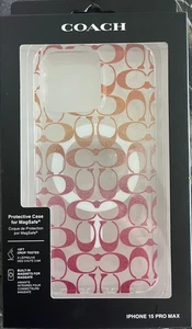 Coque transparente Coach iPhone 15 Pro Max rose pailleté ombre signature C NEUVE - Photo 1 sur 4