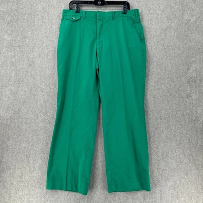 Pantalones Vintage Pantalones 34x29 Verde Poliéster Acampanada Pierna Años 70 Golf Disco Algodón Foto 1 de 4