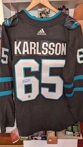 Erik Karlsson Autograph Adidas Authentic Third Jersey - Picture 1 of 5
