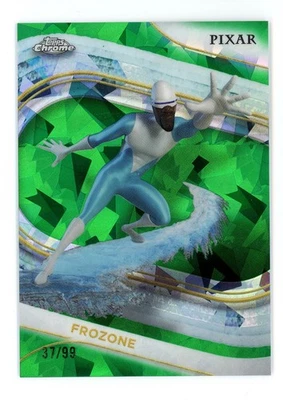 FROZONE 2025 TOPPS CHROME DISNEY SAPPHIRE PIXAR GREEN REFRACTOR /99 - Image 1 of 2