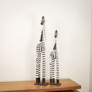 Two Hand Carved Zebras in Saur wood. Bali Indonesian Ornament - Picture 1 of 13