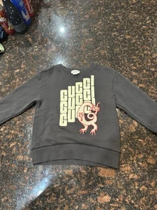 Gucci Boys Black Cotton Logo Print Dragon Patch Sweatshirt Size 6 547560 - Picture 1 of 10