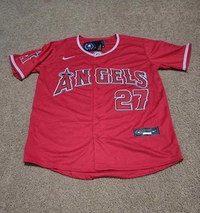 sNWT #27 Mike Trout LA Angels Red Jersey Stitched Mens Medium - Picture 1 of 2