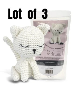 Rotes Herz Häkelset Kätzchen Amigurumi Basteln Garn Plüsch Lot/3 Nugget Katze Geschenk - Bild 1 von 6