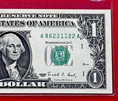 1988 $1 DOLLAR BILL ( BOSTON A ) Block A-A UNCIRCULATED - Image 1 of 3