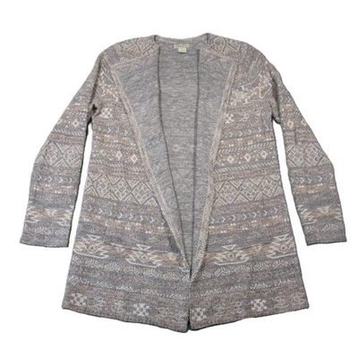 Cárdigan plumero Lucky Brand para mujer M tejido neutro frente abierto azteca suroeste Foto 1 de 4