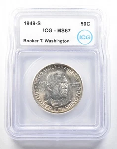1949-S Booker T Washington Commemorative Half Dollar MS67 ICG *0135 - Picture 1 of 3