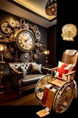 Antique Wood And Cane Wheelchair Medical Collectible Steampunk Decor - Image 1 of 4