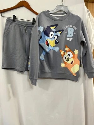 Disney Bluey Sweathirts Short set Boys size M,L  Gray 2 piece New - Image 1 of 4